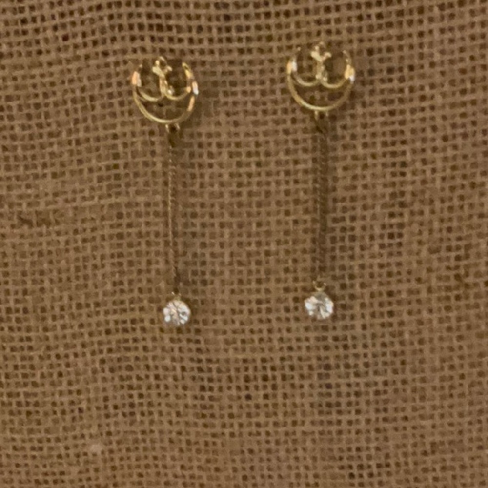 LFL Lucas Filmworks, LTD Dangle Earrings Gold Toned Metal Sparkly Stone